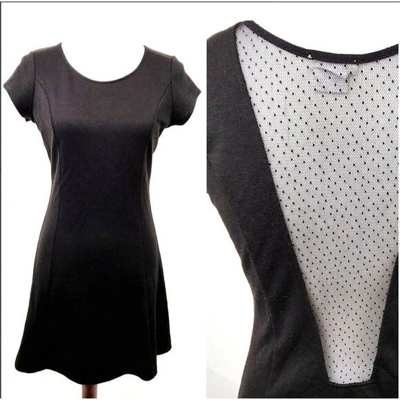 Urban Outfitters Cooperative Black Mesh Back Stretch Skater Dress Fit Flare sz S - Picture 1 of 6